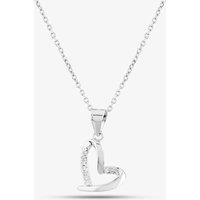 T.H.Baker Women's Sterling Silver Cubic Zirconia Offset Heart Pendant N611053 | Size: 16-18inch