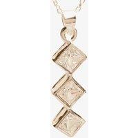 T.H.Baker Women's Silver Triple Square-cut Cubic Zirconia Rubover Pendant PZ-062-SQ | Size: 16-18inch