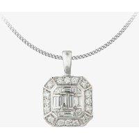 T.H.Baker Women's 9ct White Gold 0.37ct Multi-cut Diamond Mosaic Pendant P3985W/37-9 in Silver | Size: 18 inches