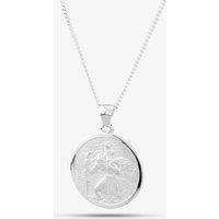 T.H.Baker Women's Silver St Christopher Round Necklace P30-8042-SC1620 | Size: 16-18inch