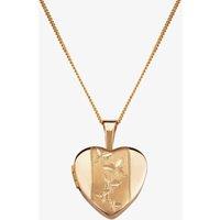 T.H.Baker Women's 9ct 18x12xm Etched Butterflies Heart Locket 1.65.2081 in Gold | Size: 16-18inch