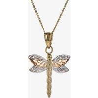 T.H.Baker Women's 9ct 3 Colour Dragonfly Pendant 3.63.1103 in Gold | Size: 18 inches