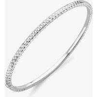 T.H.Baker Women's 9ct White Gold Diamond Cut Bangle BN337 in Silver