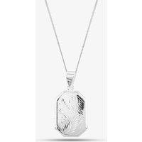 T.H.Baker Women's Silver Engraved Oblong Locket Necklace 8.65.1799 | Size: 16-18inch