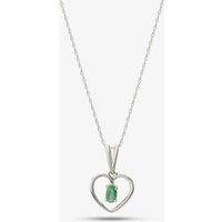 T.H.Baker Women's 9ct White Gold Emerald Open Heart Pendant OJP161W-E in Green | Size: 18 inches