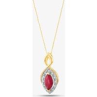 T.H.Baker Women's 9ct Yellow Gold Marquise-Cut Ruby & Diamond Pendant P3704-10 RUBY in Red | Size: 16-18inch