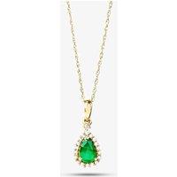 T.H.Baker Women's 9ct Gold Diamond Emerald Pear Shape Pendant VP0S604 9KY/EM in Green | Size: 16-18inch