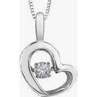 T.H.Baker Women's 9ct White Gold 0.05ct Diamond Pulse Open Heart Pendant P3113W/05-10 in Silver | Size: 16-18inch