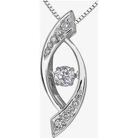 T.H.Baker Women's 9ct White Gold 0.22ct Diamond Open Marquise Pendant P3161W/22-10 in Silver | Size: 16-18inch