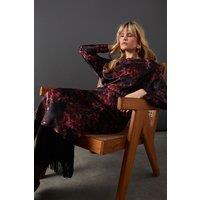 Warehouse Women's Batwing Asymmetric Midi Dress With Fringe | Size: 8