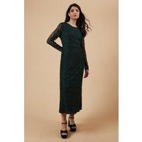 Oasis Women's Petite Occasion Lace Cut Out Back Midi Dress in Green | Size: 14