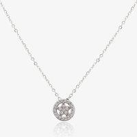 T.H.Baker Women's Sterling Silver Cubic Zirconia Star In A Circle Pendant N611098 | Size: 16-18inch