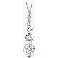 T.H.Baker Women's 9ct White Gold 20x5mm Graduated Cubic Zirconia Drop Pendant 5.63.2064 in Silver | Size: 16-18inch