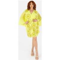 Maya Deluxe Women's Cape Sleeve Mini Dress in Yellow | Size: 20