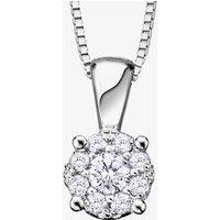 T.H.Baker Women's 9ct White Gold 0.25ct Diamond Round Cluster Pendant P2382W/25-9 in Silver | Size: 16-18inch