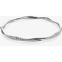 T.H.Baker Women's 9ct White Gold Diamond Cut Twist Bangle BN374 in Silver
