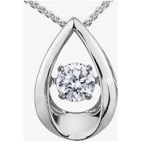 T.H.Baker Women's 9ct White Gold 0.05ct Diamond Pulse Teardrop Pendant P3107W/05-10 in Silver | Size: 16-18inch