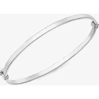 T.H.Baker Women's 9ct White Gold Plain Oval Hinged Bangle 5.31.2111 in Silver