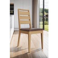 FWStyle Pair Of Natural Oak Ladder Back Dining Chairs in Brown