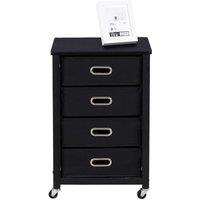 Costway 4 Drawers Bedside Table End Table Mobile Filing Cabinet Side Cabinet w/ Wheels in Black