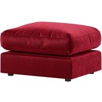 Furnishings For Less UK Brooklyn Plush Velvet Fibre Filled Footstool Sofa Accessory in Red