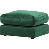 Furnishings For Less UK Brooklyn Plush Velvet Fibre Filled Footstool Sofa Accessory in Green