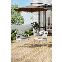 Garden Sanctuary Retro Set of 2 Cast Aluminum Garden Chairs in Beige