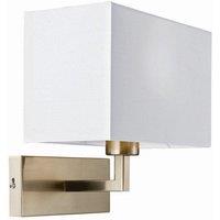 Netlighting Piccolo 1 Light Indoor Wall Light Satin Nickel White Tc Fabric E27 in Grey