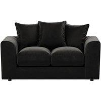 Furnishings For Less UK Brooklyn Plush Velvet Fibre Fabric 2 Seater Sofa Scatter Back in Black