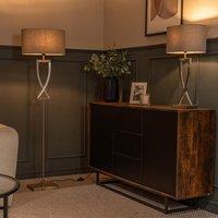 ValueLights Katniss Brushed Chrome Industrial Tall Floor Lamp in Silver