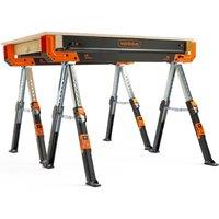 VonHaus Twin Pack Portable Folding Saw Horse with 1178kg Max Weight Capacity in Black