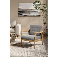 Grey Terry Cloth Casual Upholstered Armchair with Rubberwood Wood Frame
