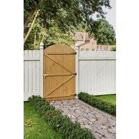 Living and Home 105cm W x 180cm H Arched Top Pine Garden Gate with 3 8" T-hinges and 1 Latch in Natural | Size: 105 cm W x 180 cm H