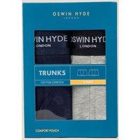 Oswin Hyde Men's Baz Cotton Boxer Trunks in Navy | Size: Small