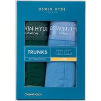 Oswin Hyde Men's Gib Cotton Boxer Trunks in Green | Size: Small