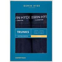 Oswin Hyde Men's Rick Cotton Boxer Trunks in Navy | Size: Medium
