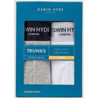 Oswin Hyde Men's Bart Cotton Boxer Trunks in White | Size: Medium
