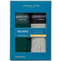 Oswin Hyde Men's Kian Cotton Boxer Trunks in Green | Size: Small