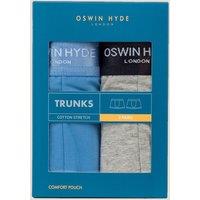 Oswin Hyde Men's Oz Cotton Boxer Trunks in Grey | Size: Medium
