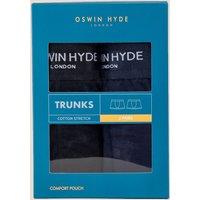 Oswin Hyde Men's Ern Cotton Boxer Trunks in Navy | Size: Medium