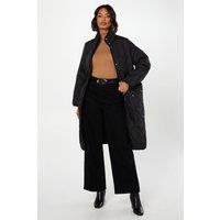 Dorothy Perkins Women's Drawstring Waist Quilted Padded Puffer Coat in Black | Size: 10