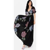 Maya Deluxe Women's Embellished Sweetheart Neck Maxi Dress in Black | Size: 12