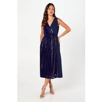 Party Sequin V Neck Midi Dress