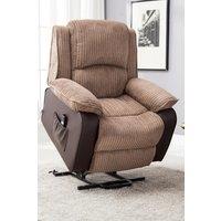 More4Homes Postana Single Motor Electric Rise Recliner Jumbo Cord Fabric Chair in Brown