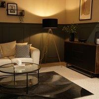 ValueLights Aero Hairpin Leg Gold Tripod Floor Lamp Light with Velvet Shade in Black | Size: 18 inches