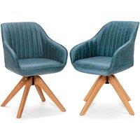 Costway Set of 2 Swivel Accent Chair Ergonomic Armchairs Writing Desk Chairs in Blue