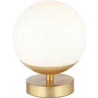 Happy Homewares Modern Touch Dimmable LED Globe Glass Table Lamp with Brushed Base in Gold