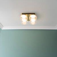 ValueLights Alissa IP44 Rated Bathroom 4 Way Glass Integrated LED Flush Ceiling Light in Gold