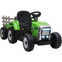 HOMCOM Ride On Tractor w/ Detachable Trailer, Remote Control, Start-Up Sound in Green