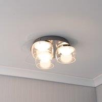 ValueLights Alissa IP44 Rated Bathroom 3 Way Glass Integrated LED Flush Ceiling Light in Silver